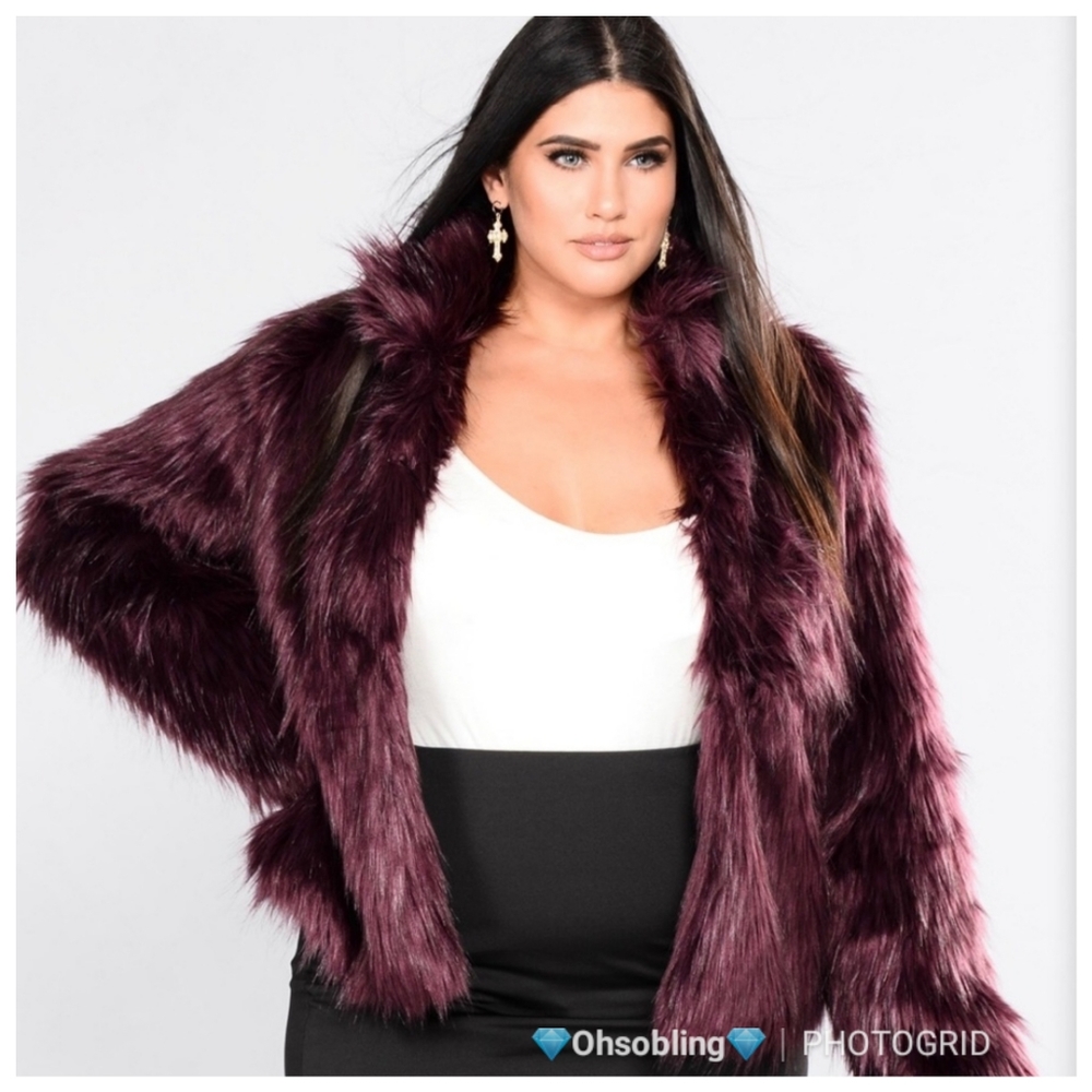 Faux Fur Burgandy Coat